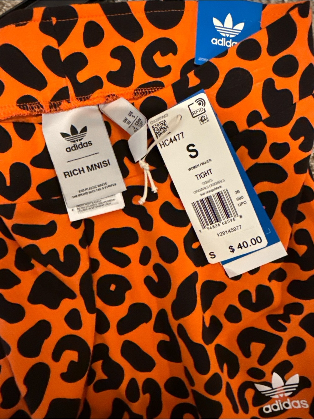 Adidas Leopard Print Leggings with Side Stripes - Picture 4 of 7
